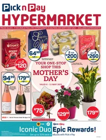 Pick n Pay Hypermarket Gauteng, North West & Free State : Mother's Day Specials (06 May - 11 May 2025)