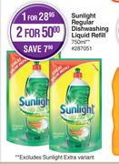 Sunlight Regular Dishwashing Liquid Refill-750ml