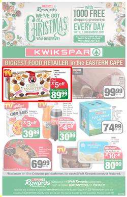 KWIKSPAR EASTERN CAPE : We've Got The Christmas You Deserve (23 November - 5 December 2021) Valid in Abbotsford, Beacon Isle, Beetlestone, Burt Drive, Butterworth, Cambridge West, Miramar, Rink Street, page 1