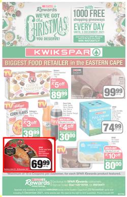 KWIKSPAR EASTERN CAPE : We've Got The Christmas You Deserve (23 November - 5 December 2021) Valid in Abbotsford, Beacon Isle, Beetlestone, Burt Drive, Butterworth, Cambridge West, Miramar, Rink Street, page 1