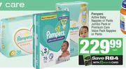 Pampers Active Baby Nappies Or Pants Jumbo Pack Or Premium Care Value Pack Nappies Or Pants-Each