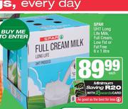 Spar UHT Long Life Milk (Full Cream, Low Fat Or Fat Free)-6 x 1Ltr