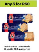 Bakers Blue Label Marie Biscuits Assorted-For Any 3 x 200g