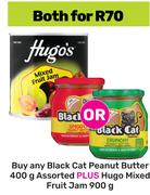 Black Cat Peanut Butter 400g Assorted Plus Hugo Mixed Fruit Jam 900g-For Both 