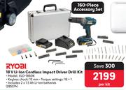 Ryobi 18V Li-Ion Cordless Impact Driver Drill Kit XLD-1860K-Per Kit