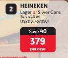 Heineken Lager Or Silver Cans-24 x 440ml Per Case
