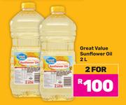 Great Value Sunflower Oil-For 2 x 2Ltr
