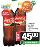 Coca Cola Soft Drink Original Less Sugar Only-For 2 x 2L