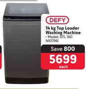 Defy 14Kg Top Loader Washing Machine DTL 160