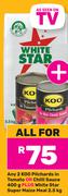 Koo Pilchards In Tomato Or Chilli Sauce 2 x 400g Plus White Star Super Maize Meal 2.5Kg-All For