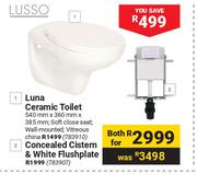 Lusso Luna Ceramic Toilet & Concealed Cistern & White Flushpalte-For Both