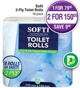 Softi 2-Ply Toilet Rolls 18's Pack-Each