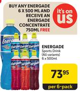 Energade Sports Drink (All Variants)-6 x 500ml