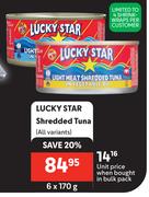 Lucky Star Shredded Tuna (All Variants)-6 x 170g