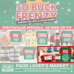 Food Lover's Market Western Cape : 50 Buck Frenzy (30 Sept - 6 Oct 2019), page 1