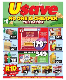 Usave Gauteng, Mpumalanga, Limpopo & North West : No One Is Cheaper This Easter (18 March - 07 April 2024)