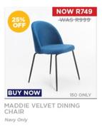 Maddie Velvet Dining Chair (Navy)