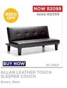 Allan Leather Touch Sleeper Couch (Brown/Black)-Each