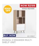 Monza 2 Drawer Multi Shelf Unit