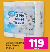 Great Value 2 Ply Toilet Tissue-18 Per Pack