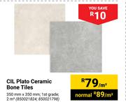 CIL Plato Ceramic Bone Tiles 350 x 350mm-Per Square Meter