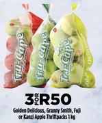 Glden Delicious, Granny Smith, Fuji Or Kanji Apple Thriftpacks-3 x 1Kg