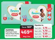 Pampers Premium Care Value Pack Pants-For Any 2 x 36's/42's/50's/85's