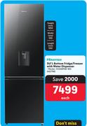 Hisense 347L Bottom Fridge/Freezer With Water Dispenser H450BMIB-WD
