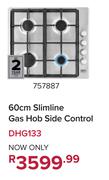 Defy 60cm Slimline Gas Hob Side Control DHG133 757887