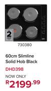Defy 60cm Slimline Solid Hob Black DHD398 730380
