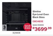 Defy Slimline Eye Level Oven Black Glass 829808