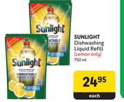 Sunlight Dishwashing Liquid Refill-750ml Each