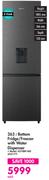 Hisense 263L Bottom Fridge / Freezer with Water Dispenser - H370BIT-WD