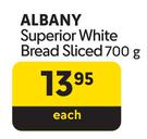 Albany Superior White Bread Sliced-700g Each