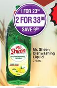Mr Sheen Dishwashing Liquid-For 2 x 750ml