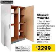 Home & Kitchen Standard Wardrobe With Hardware & Backing Board 1.2m X 1.8m X 450mm 850027754