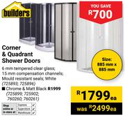 Builders Corner & Ouadrant Shower Doors (White) 725893, 725896-Each