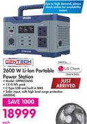 Gentech 2600W Li-Ion Portable Power Station-Each