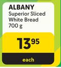 Albany Superior Sliced White Bread-700g