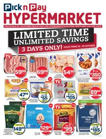 Pick n Pay Hypermarket Gauteng, North West & Free State : Limited Time Specials (18 Occtober - 20 October 2024)