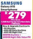 2 x Samsung Galaxy A15 Smartphone-On 1.3GB Red Top Up Core More Data