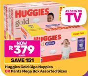 Huggies Gold Giga Nappies Or Pants Mega Box (Assorted Sizes)-Each