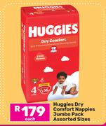 Huggies Dry Comfort Nappies Jumbo Pack Assorted Sizes-Each