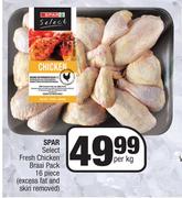 Spar Select Fresh Chicken Braai Pack 16 Piece (Excess Fat & Skin Removed)-Per kg