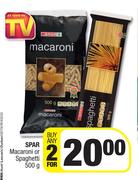 2Spar Macaroni Or Spaghetti-For Any 2 x 500g