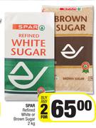 Spar Refined White Or Brown Sugar-For Any 2 x 2kg