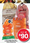 PnP Potatoes 1Kg, Salad Tomatoes 750g, Onions 1Kg Or Sweet Potato 1Kg-For Any 4