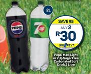 Pepsi Max, Light Or 7Up Sugar Free Carbonated Soft Drink-For Any 2 x 2Ltr
