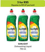Sunlight Dishwashing Liquid-For 3 x 750ml