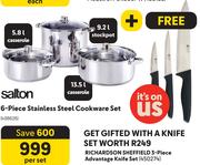 Salton 6 Piece Stainless Steel Cookware Set-Per Set